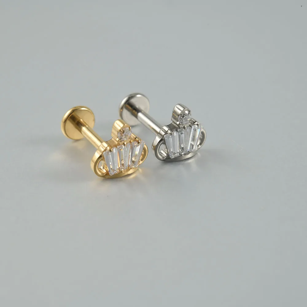 Women's Titanium CZ Ear Cartilage Labret Stud Earring
