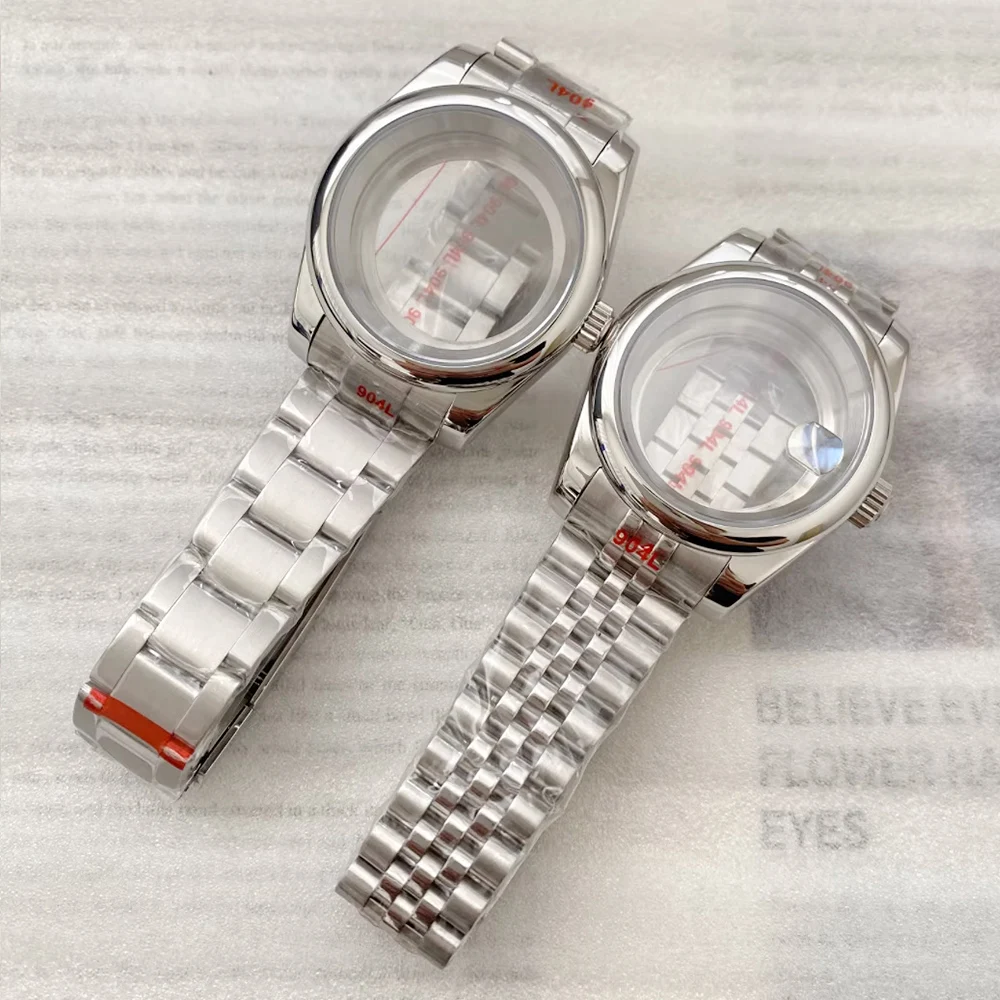 Luxury Watch Case Strap NH35 Case For Datejust Nh35 Nh36 Nh34 Movement 28.5mm Dial 36mm 39mm Sapphire Glass Case and Strap Set