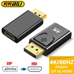 NNBILI 4K 60Hz HDMI Adapter MaleTo Female Displayport to HDMI Converter Display Port to HDMI-Compatible Connector for PC Monitor