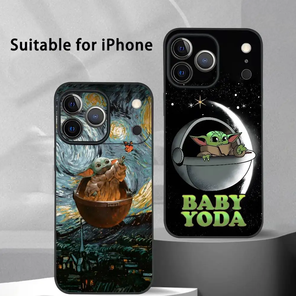 Cute Cartoon Grogu Phone Case For IPhone 17 16 15 14 13 12 11 Pro Max Plus Mini Black Frosted Soft Shell Funda