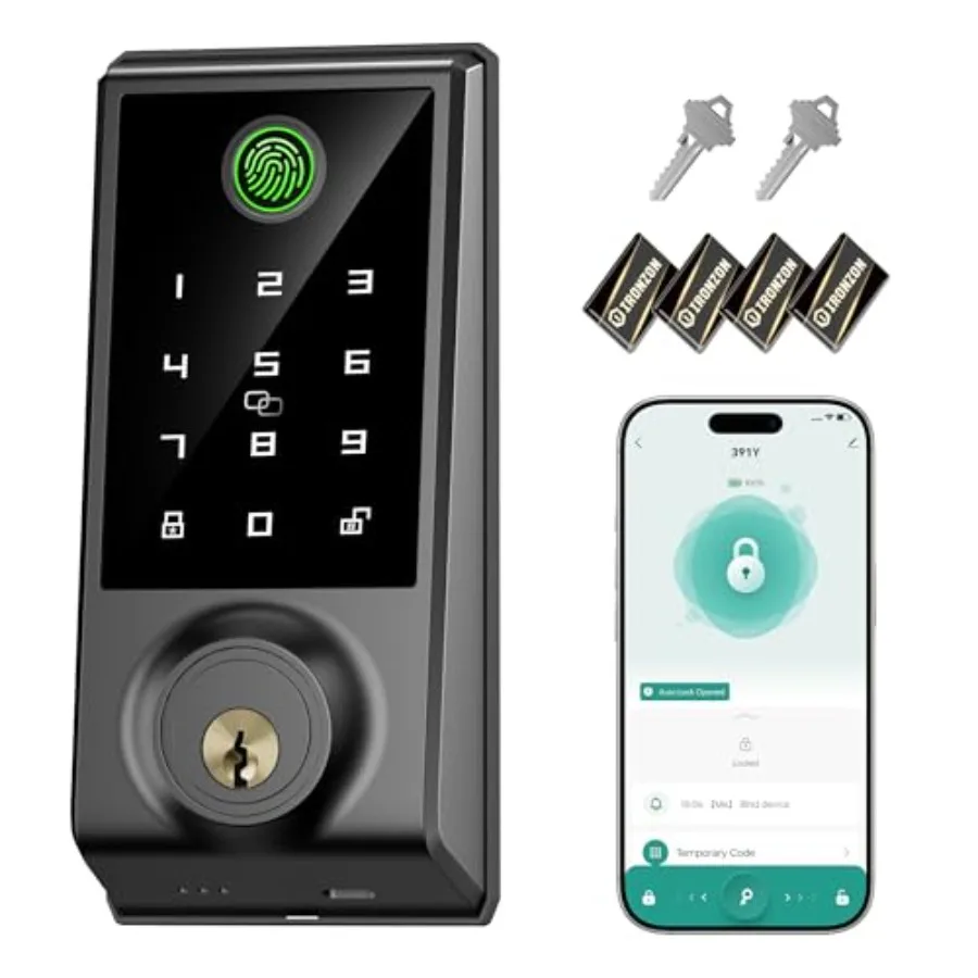 

Smart Door Lock, 5-in-1 Keypad Deadbolt for Front Door, Keyless Entry Door Lock with App Control, Auto-Lock, Anti-Peeping Passw