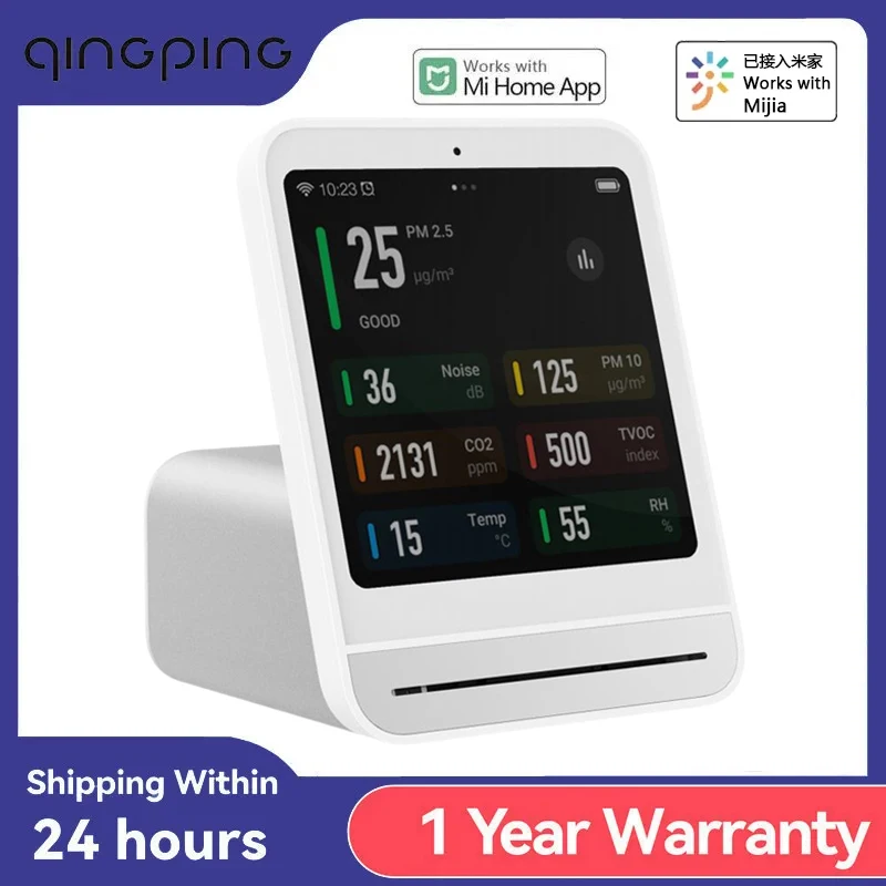 Qingping Air Detector 2 Smart Home Touch Screen Control Temperature Humidity Sensor CO2 PM2.5 Quality Monitor Work With Mijia Ap