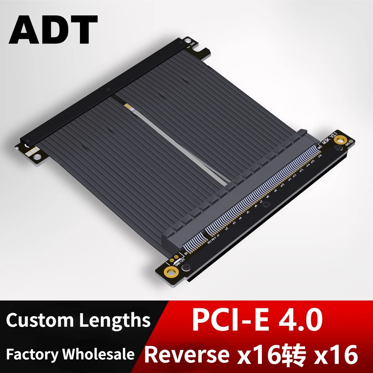 2024 ADT-Link PCI-E x16 4.0 Riser Cable Full Speed Stable RTX3090 Video Card A4 ITX Chassis Dual Reverse-angle 16x Graphics Card