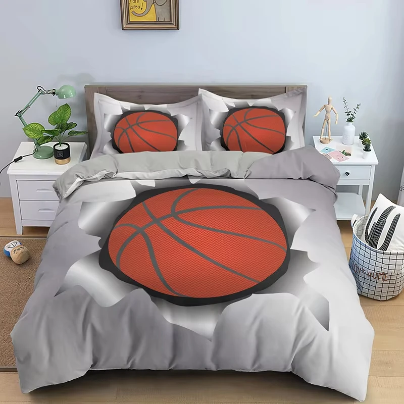 Basketball Duvet Cover for Boy Young Man Sports Game Theme Bedding Set Twin Queen Microfiber Basketball Sport Comforter Cover