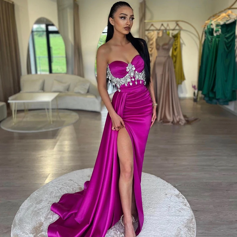 

Eightree Formal Mermaid Prom Evening Dresses 2023 Sweetheart Floor Length Side Slit Beadings Cocktail Party Prom Gowns Plus Size