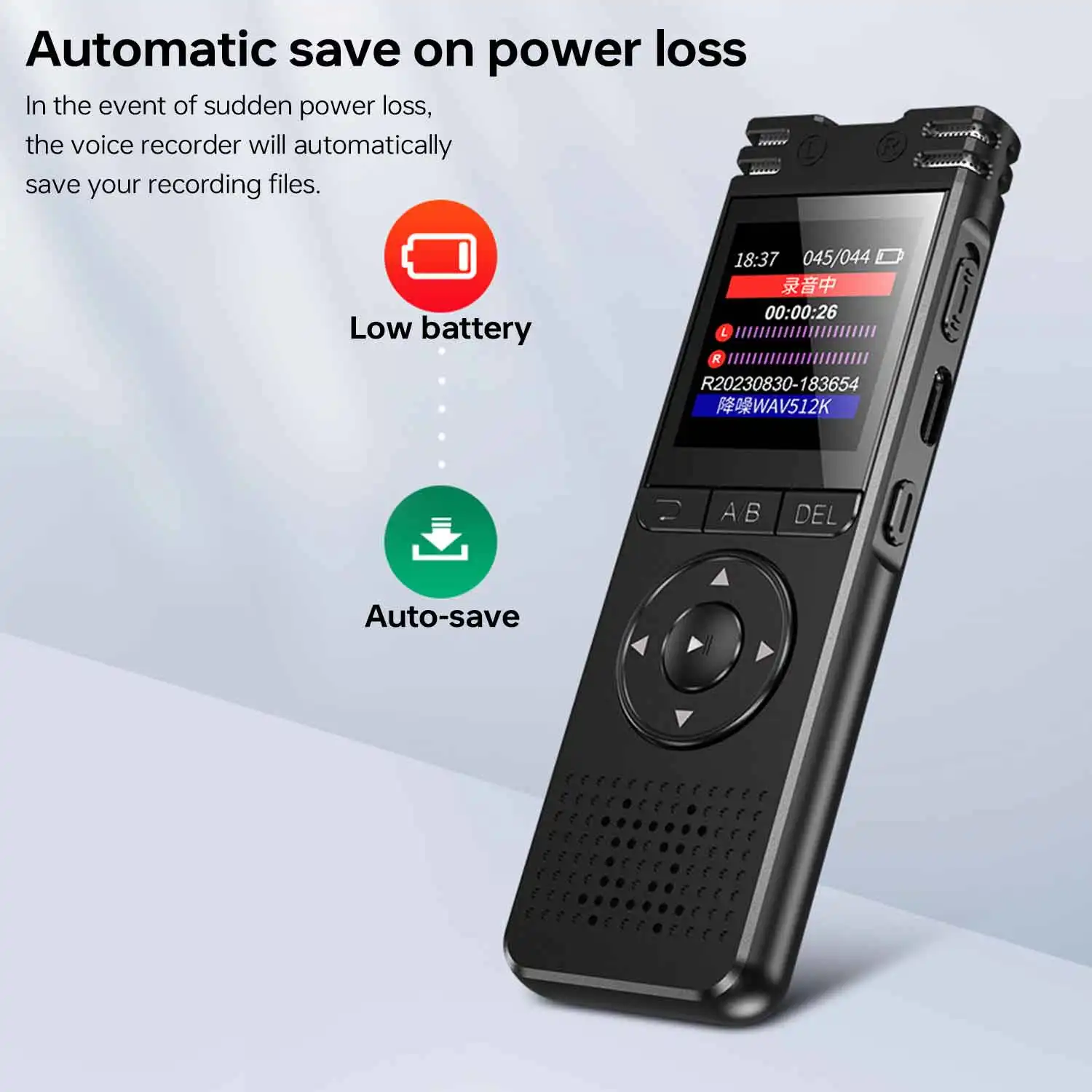 مسجل صوت عالي الدقة سعة 128 جيجابايت مع صوت إلى نص، تقليل الضوضاء، للمحاضرة، الاجتماع، المقابلة، مسجل صوت محمول صغير بطارية طويلة العمر 50 ساعة قابلة لإعادة الشحن USB-C #5