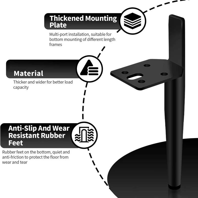 Pieds de Table en Métal localité, Charge Maximale, 600 Écrous, Canapé, Armoire, 4 Pièces, 14 cm, Recommandé