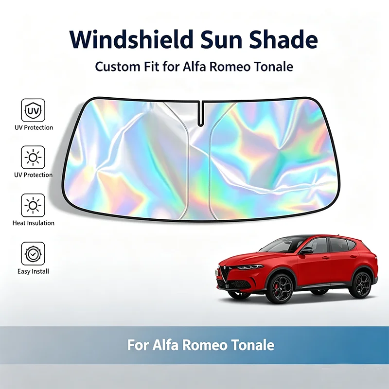 For Alfa Romeo Tonale Foldable Front Windshield Sun Shade Reflective Sun Protection Cover Car Windshield