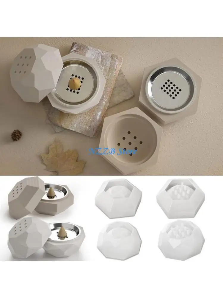 

T21F Concrete Silicone Mold Incenses Burners Storage Box DIYs Gypsum Cup Molds Epoxy Resin Molds Decors