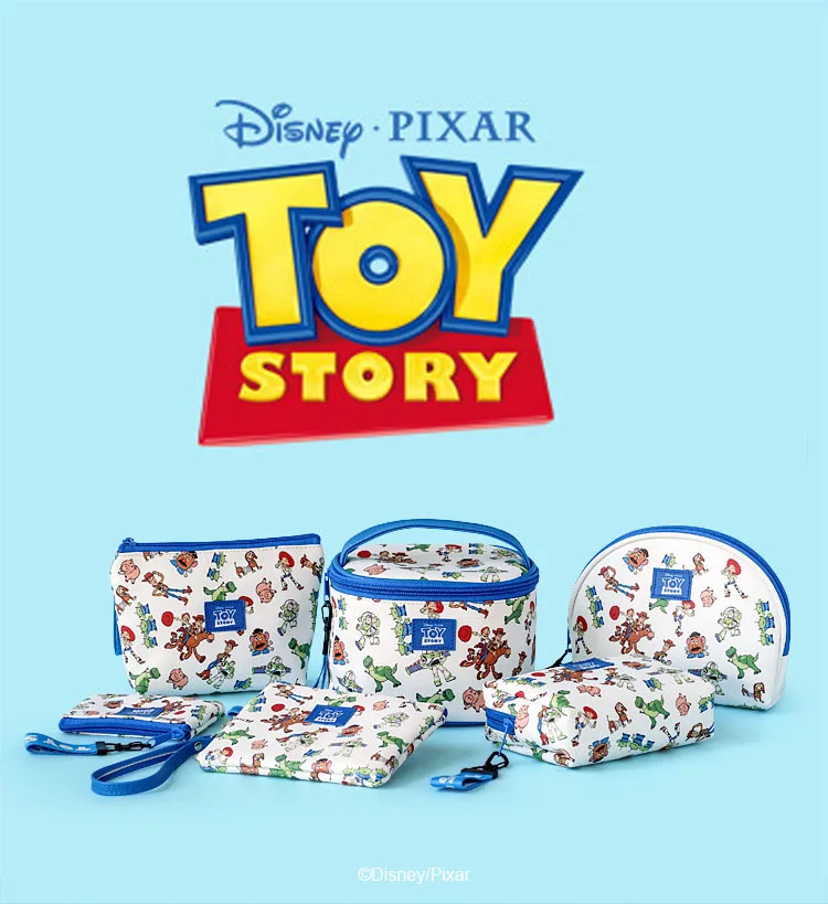 Disney Original Pixar Toy Story Makeup Hand Bag Women Multi-Function PU Travel Storage Bucket Bag Makeup Bag Coin Purse