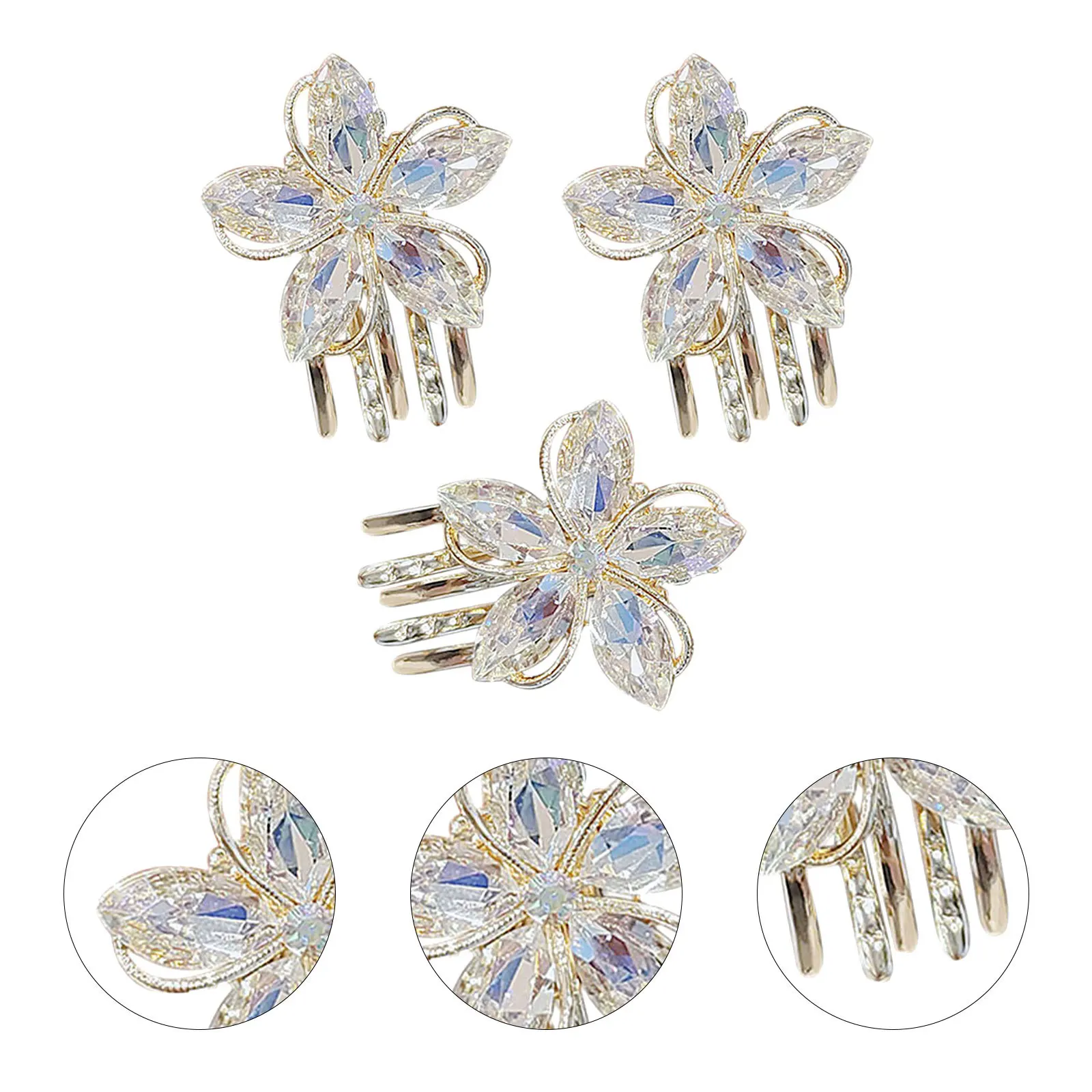 

3Pcs Hair Claw Clip Flower Design Small Claw Clamps Alloy Material Elegant Hair Styling Tool for Ladies Daily Use