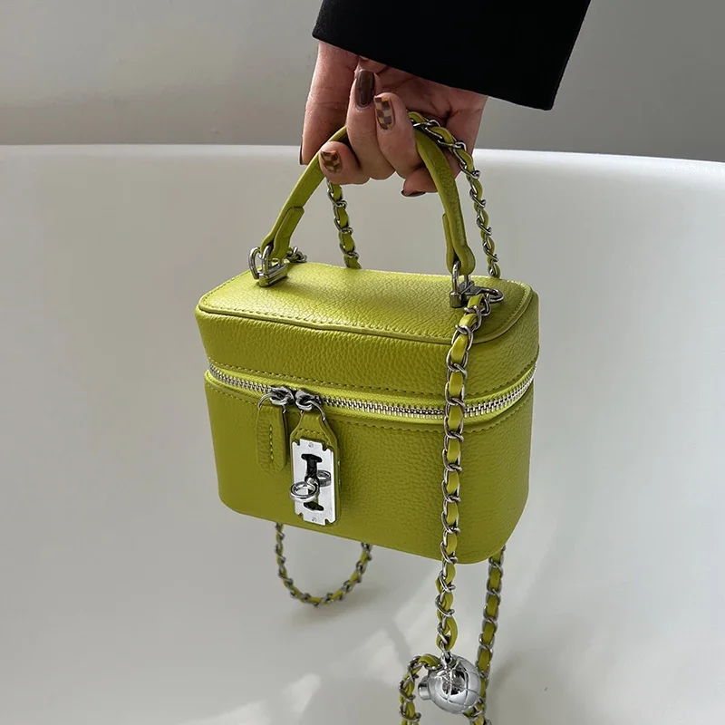 2024 Summer Women Square Handbags Fashion Chains Crossbody Bags Texture PU Shoulder Bag Elegant Chic Mini Mobile Phone Bags