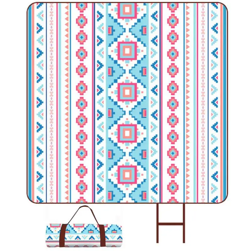 Boho Picnic Blanket Waterproof Sandproof Boho Beach Picnic Blanket Camping Pad With Storage Bag Washable Foldable Beach Mat For