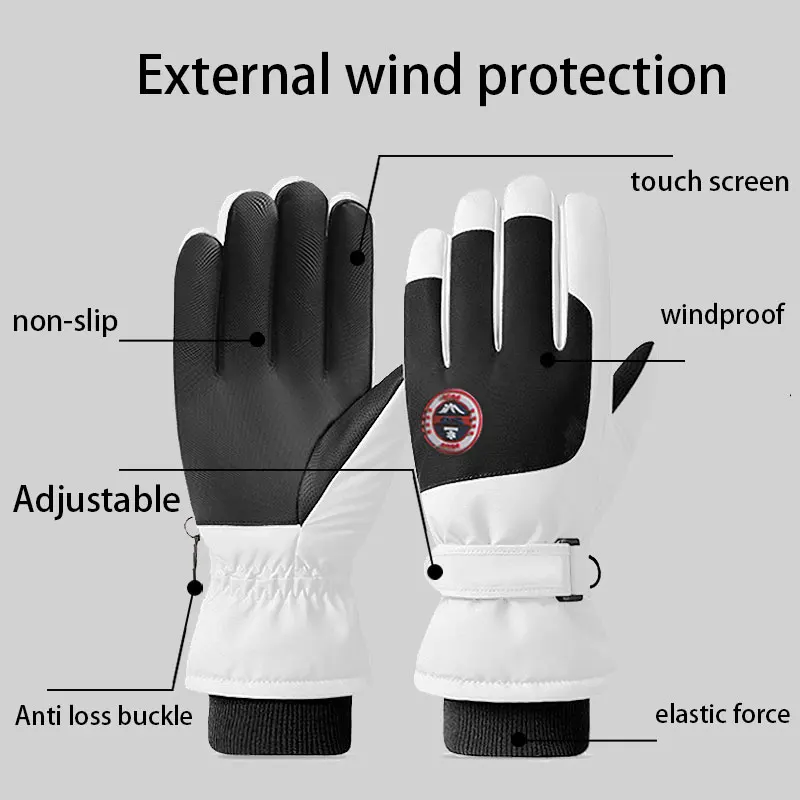 Ski gloves, winter gloves, women's and men's ski board gloves, touch screen gloves, snowmobile motor waterproof and warm snow gl