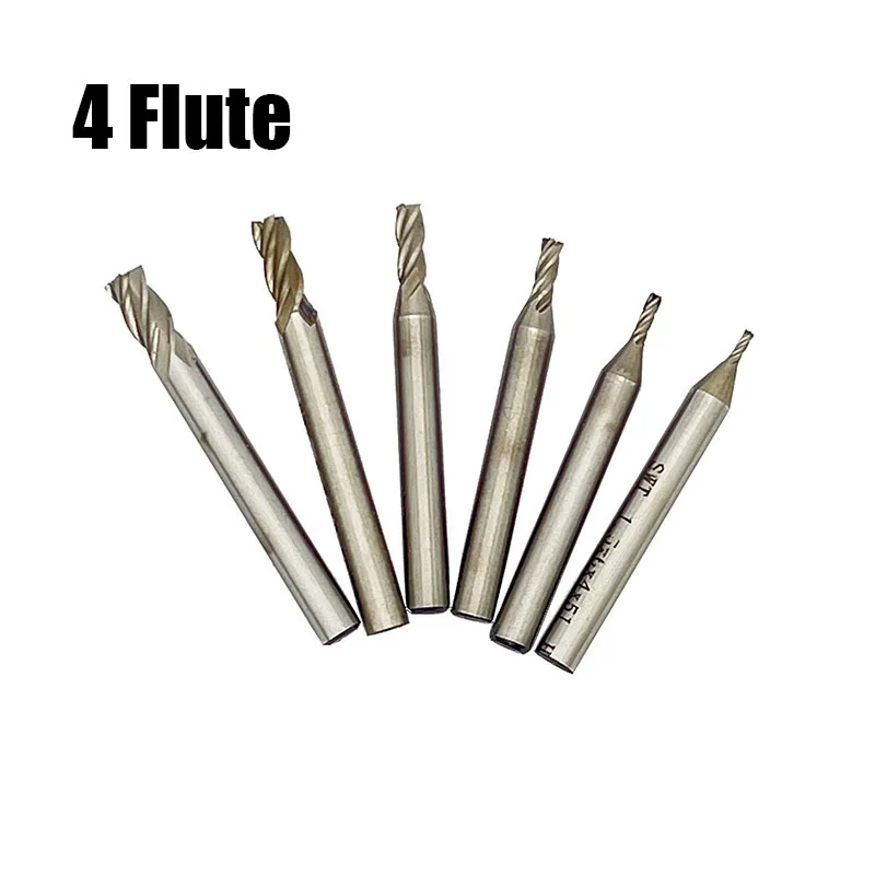6PCS/Set 1.5mm-6mm HSS Milling Cutter 2 3 4 Flute End Mill CNC Machine Metal Milling Tools Router Bit For Aluminum Wood Steel ro