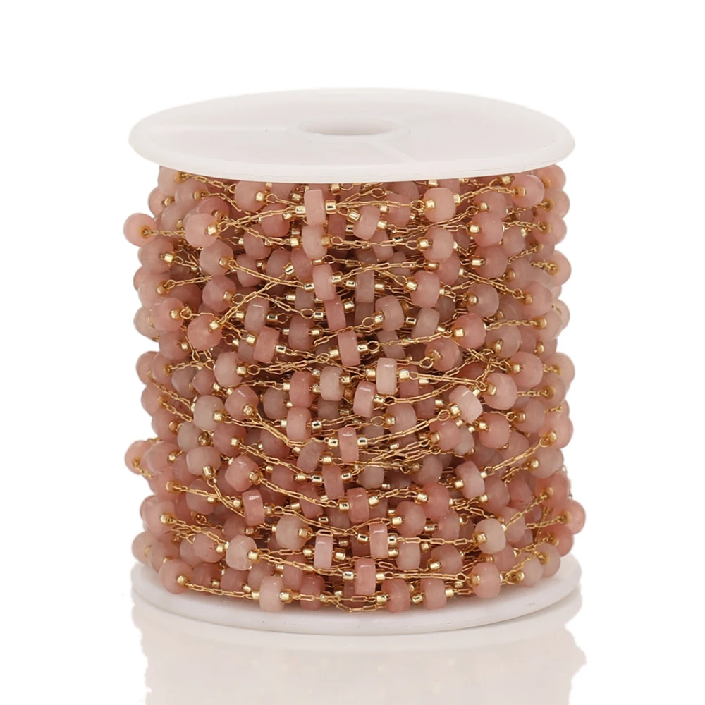 1 Meter Zylinder aus Naturstein mit Edelstahlketten für DIY-Schmuckherstellung, Halskettenzubehör, Armbandkomponenten und Zubehör – Detail 7