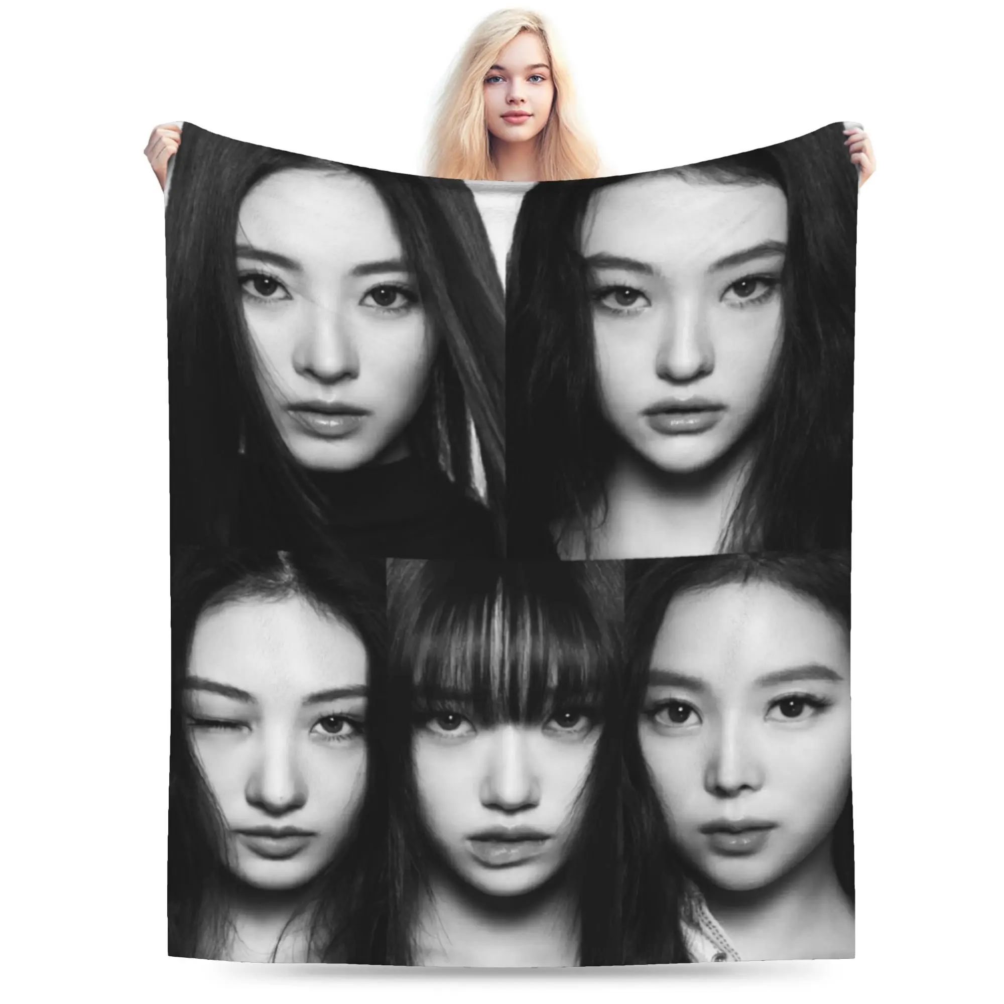 مريحة meovv kpop k-pop الفتيات مجموعة بطانية الاشياء ديكور المنزل رمي بطانية فائقة النعومة المخملية للخارجية #2