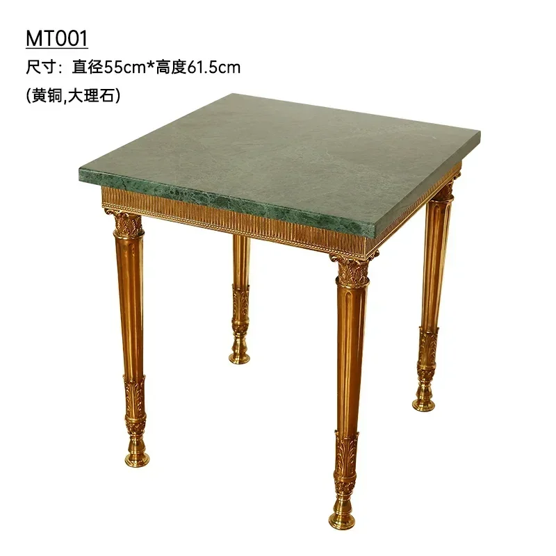 French retro luxury villa living room full copper marble edge dewaxing copper decoration flower table