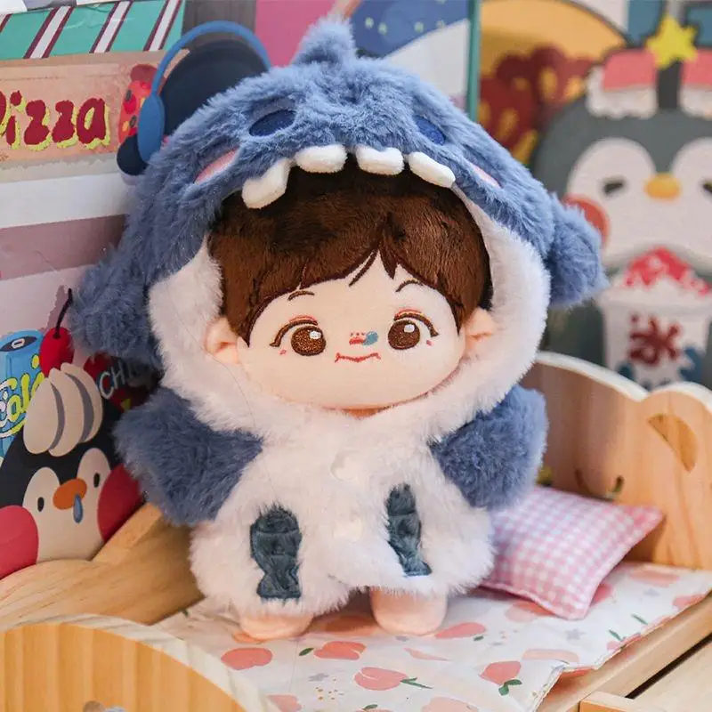 20CM Dolls Accessories Shark Hooded Cotton Doll Blue Pink Juguetes Dress Up Beautiful Brithday Gift for Best Friend or Children