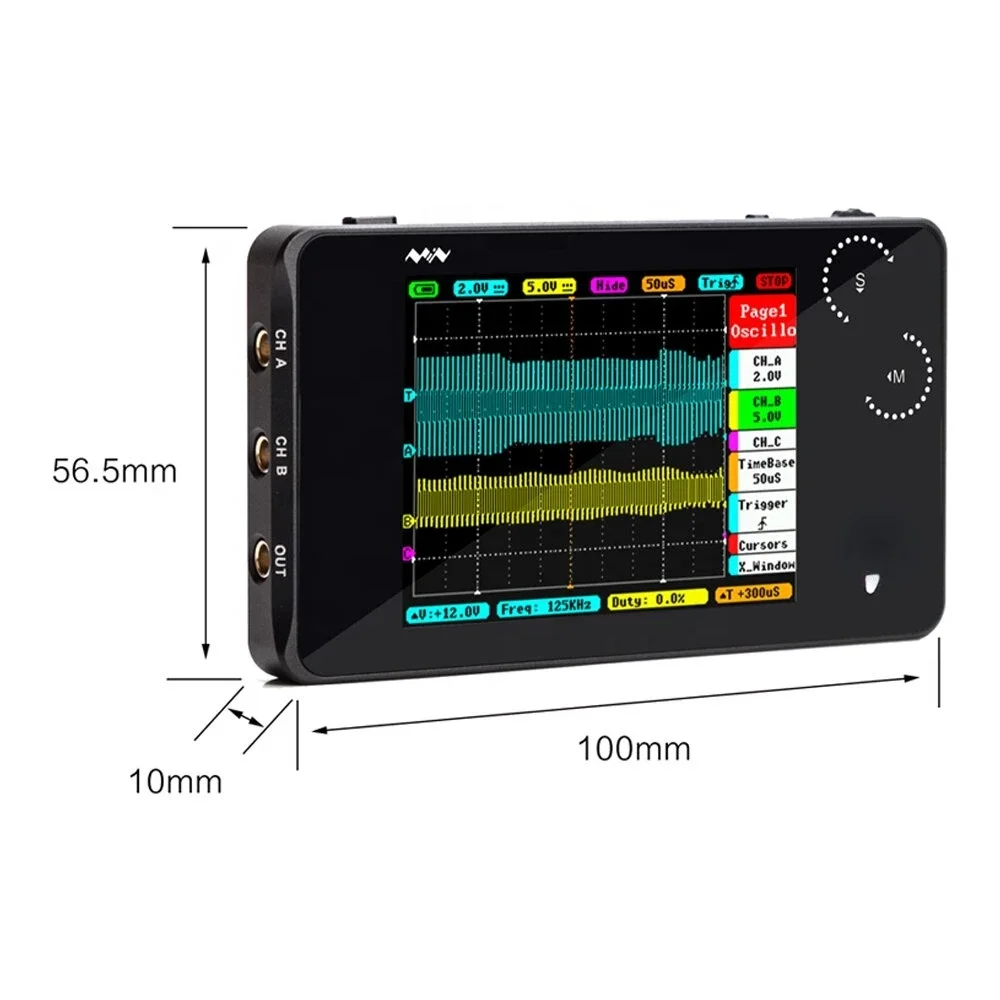 Oscilloscope Portable Digital 2 Channels 1MHz Bandwidth 10MSa/s Sampling Rate Handheld Mini