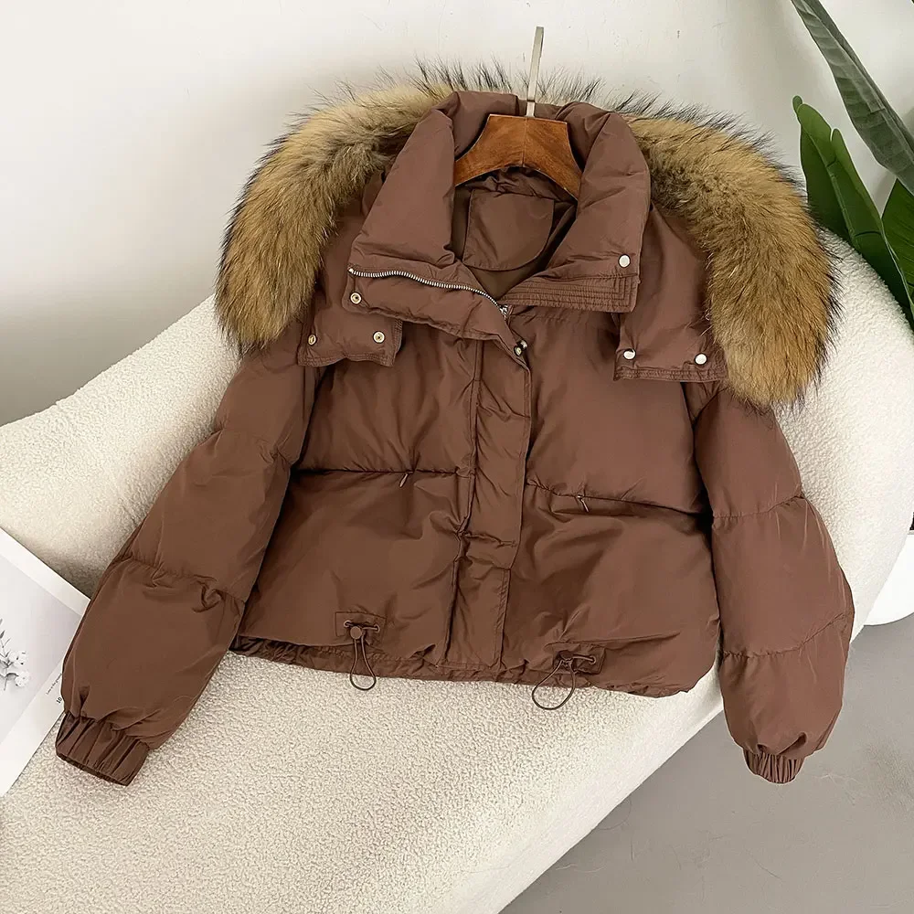 

Fashion 2024 Winter Thickened Warm Down Jacket Women 90% White Duck Down Down Jacket with Detachable Natural Fox Fur Collar