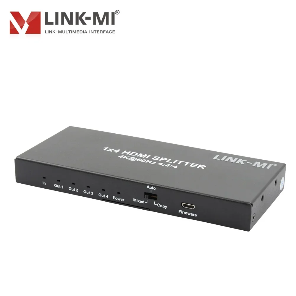 متوفر 1x4 4K لـ HDMI Splitter 18Gbps 4K60 هرتز 4:4:4 HDR HDCP 2.2 مقسم الفيديو ومحول لـ 4 شاشات Ultra HD 4 Out 4 بوصة