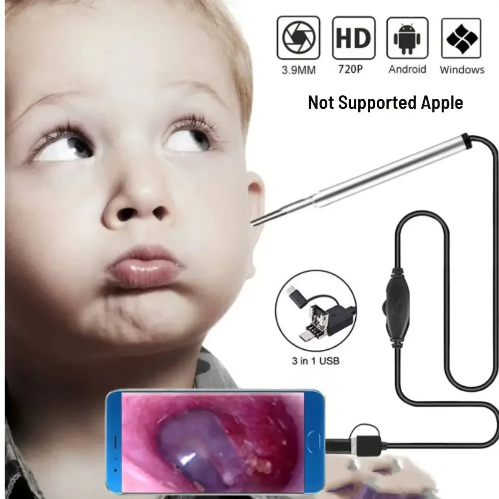 3.9 مللي متر منظار الأذن التفتيش USB الهاتف الأذن منظار الأذن لنظام أندرويد الأذن 2026 التفتيش كاميرا شمع الأذن أداة تنظيف