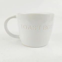 Hot sale Creative Ceramic white Mug Unique Embossed Design Logo Handle Coffee Ceramic White Tea Cups Custom Gift