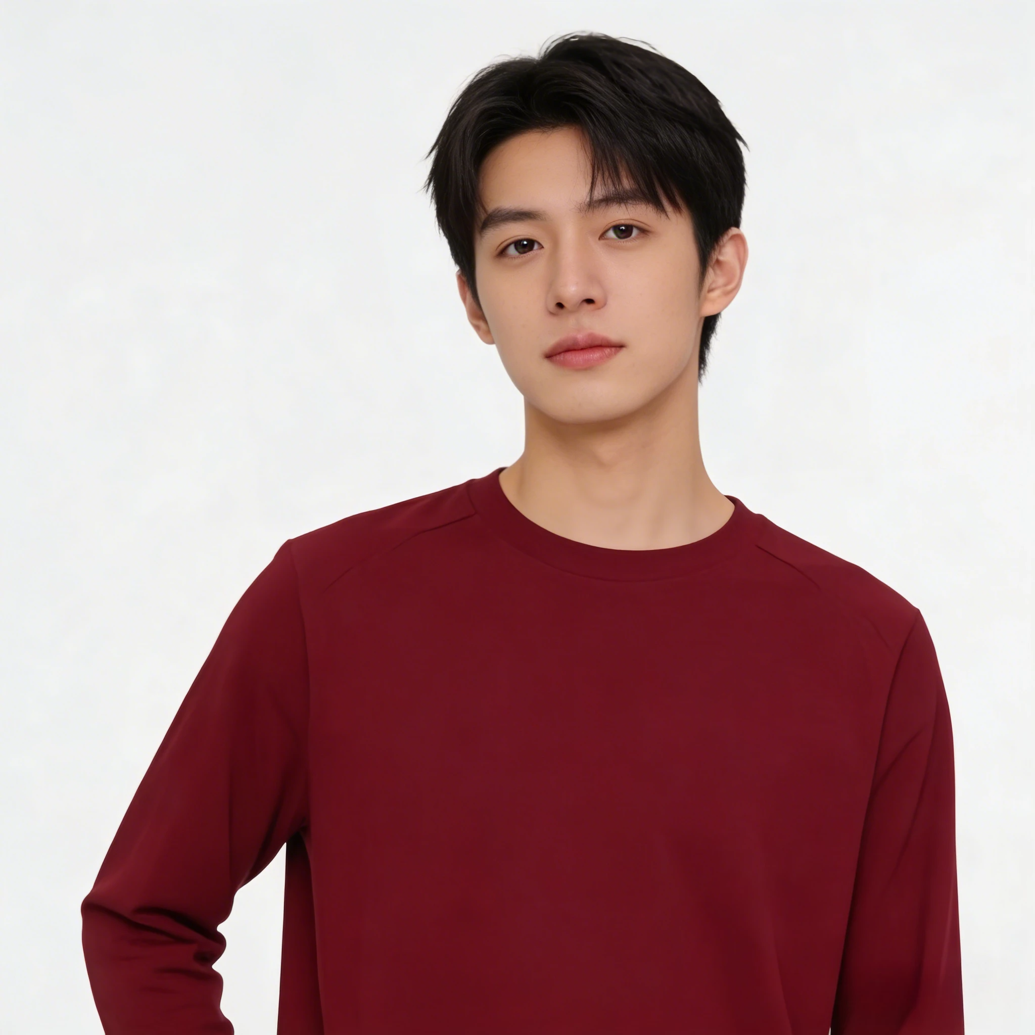 

Pure Cotton Round Neck Long-sleeved T-shirt for Men and Women of The Same Style, Solid Color Backing, Loose Shoulders