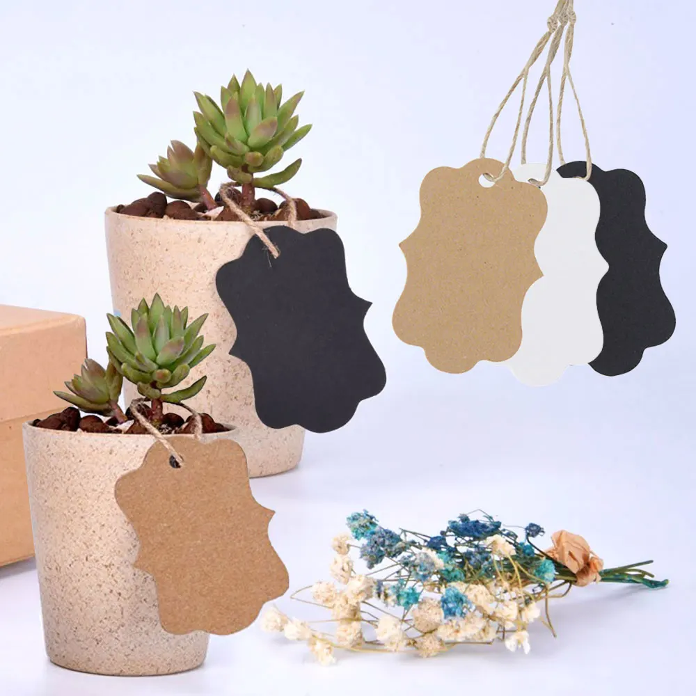 لمتعة 100 قطعة كرافت ورقة العلامات مع سلاسل الملابس اليدوية علامة تعليق حفل زفاف هدية التعبئة والتغليف الخبز DIY بها بنفسك معلقة بطاقة