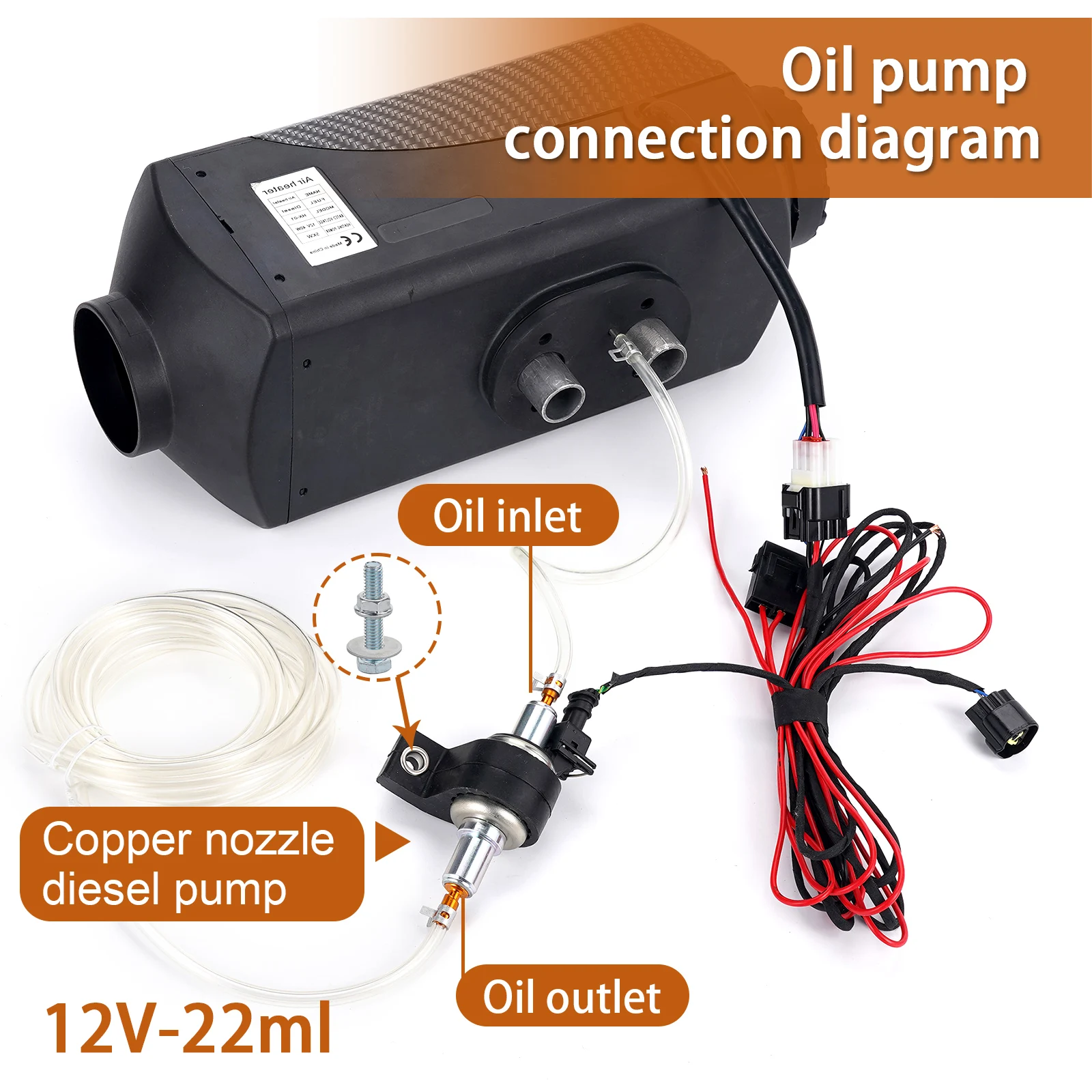 

12V 22ML Diesel Heater Fuel Pump Quiet Electric Oil Pump for Webasto Eberspacher 2KW 5KW 8KW Air Heater Heater Accessories