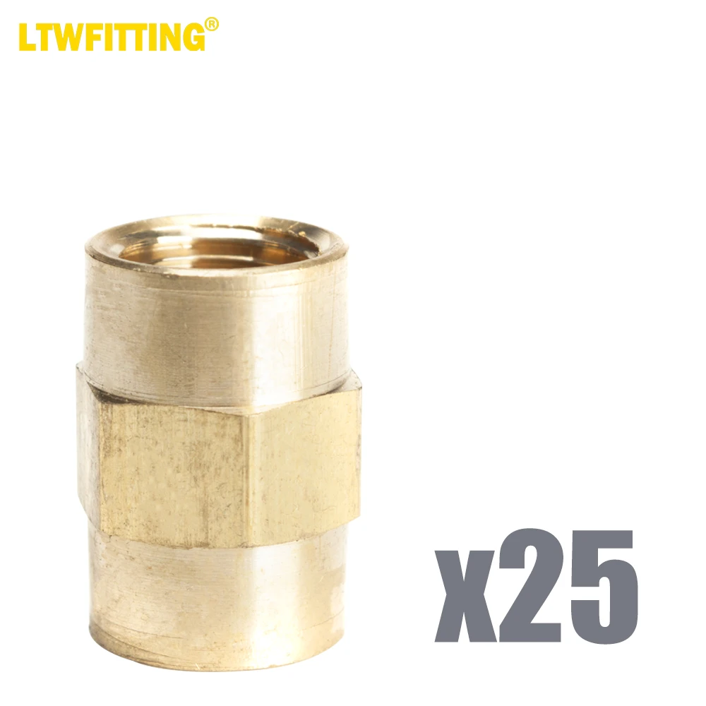 

LTWFITTING Brass Pipe Fitting Coupling Coupler 1/8 x 1/8 Inch Female NPT FNPT FPT Pipe Water Boat(Pack of 25)