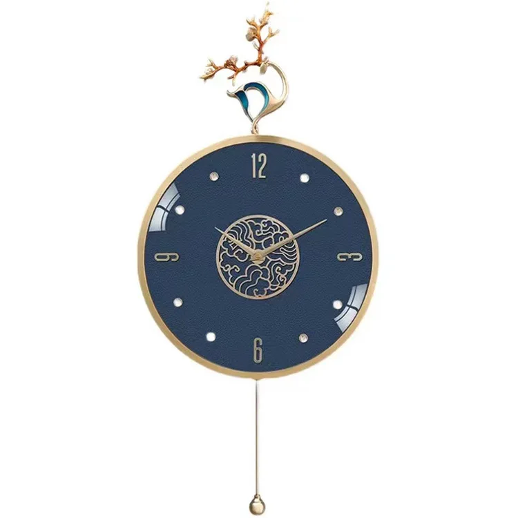 

Modern, light luxury, leather, living room, wall clock, enamel, home