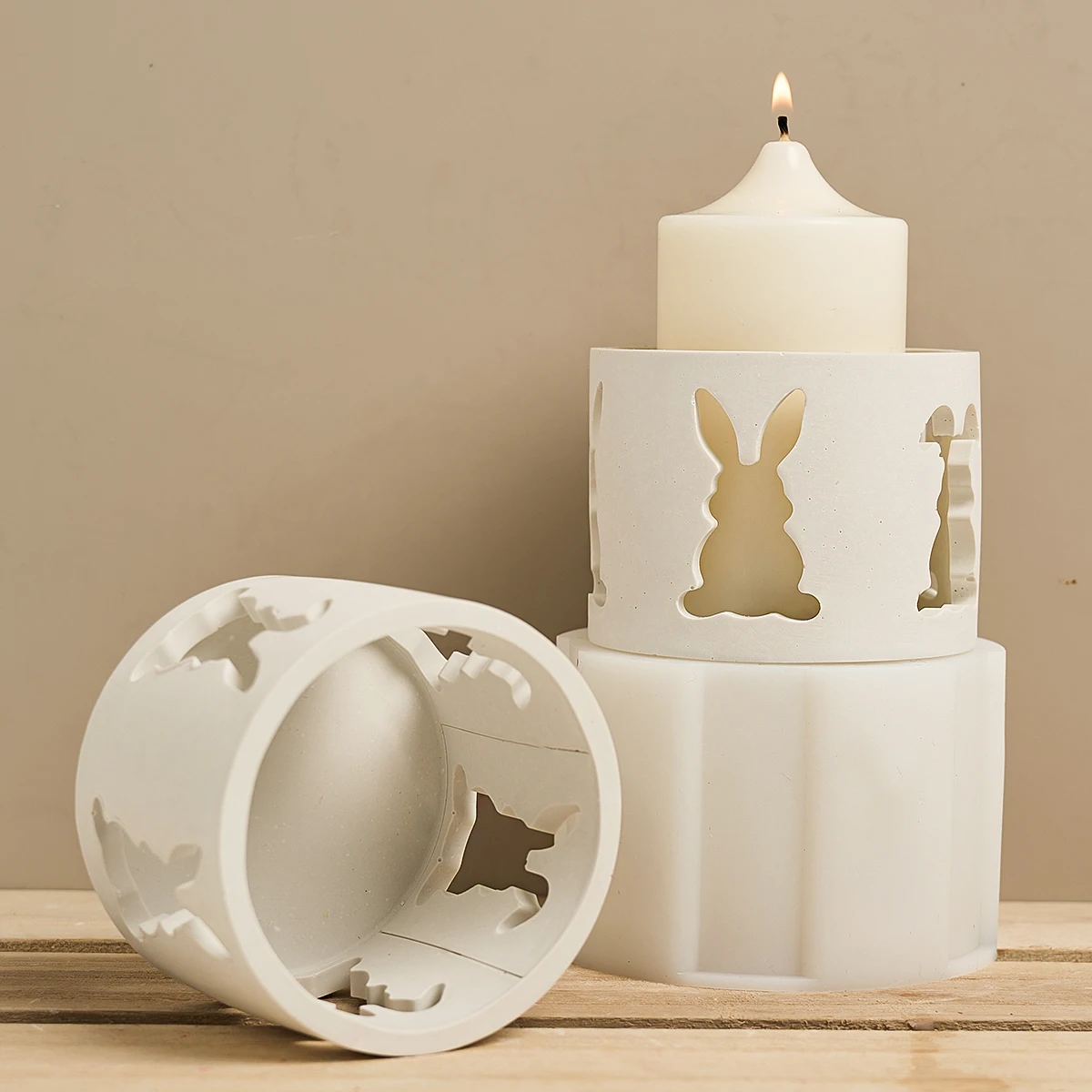

DIY Пасхальный кролик подсвечник силиконовая форма милый полый кролик декоративный подсвечник лампа гипс бетон ремесла подарки домашний декабрь