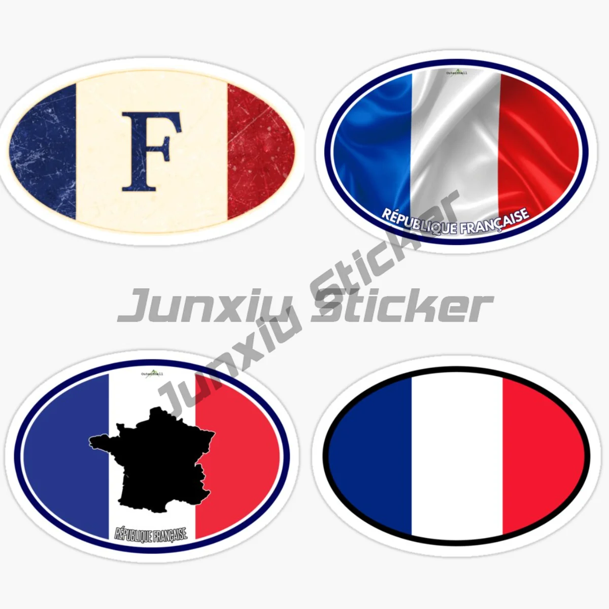 FRANCE French OVAL Flag Sticker Motorcycle Laptop Truck Camper Wall Bicycle PVC Accessories Vinyl Self-adhesive Decals
