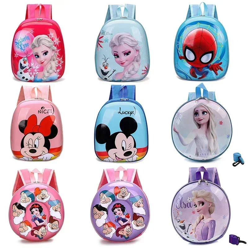 Disney Cartoon Pattern School Bags para crianças, Frozen, Elsa, Princesa, Mickey, Minnie, Spiderman, Crianças, Meninos, Meninas, Engraçado