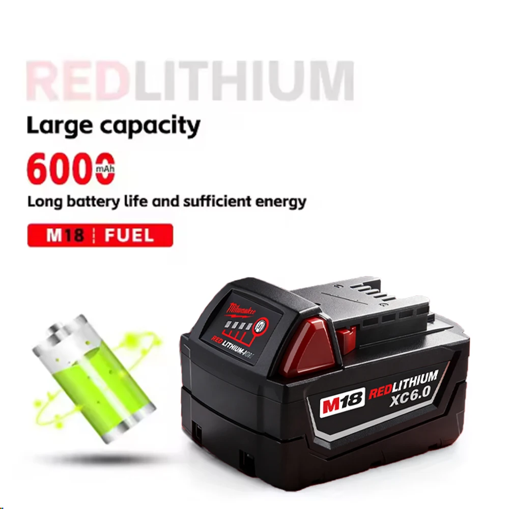 

Screwdriver Replacement battery for Milwaukee 18V Battery M18 Series M18B6 6.0Ah 48-11-1860 48-11-1850 1840 Lithium Tool Battery