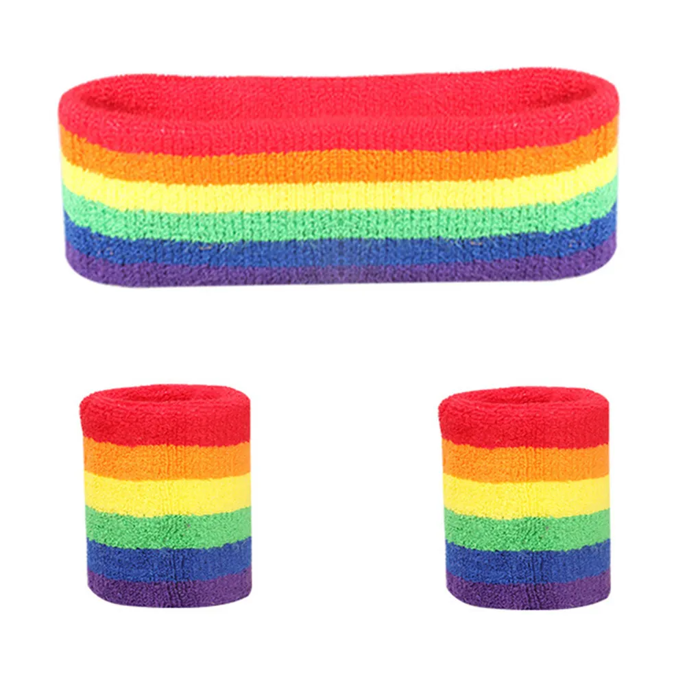 1Set Sports Wristband Headband Set High Elasticity Sweat Absorbent Fitness Accessories for Basketball Tennis Yoga Outdoor