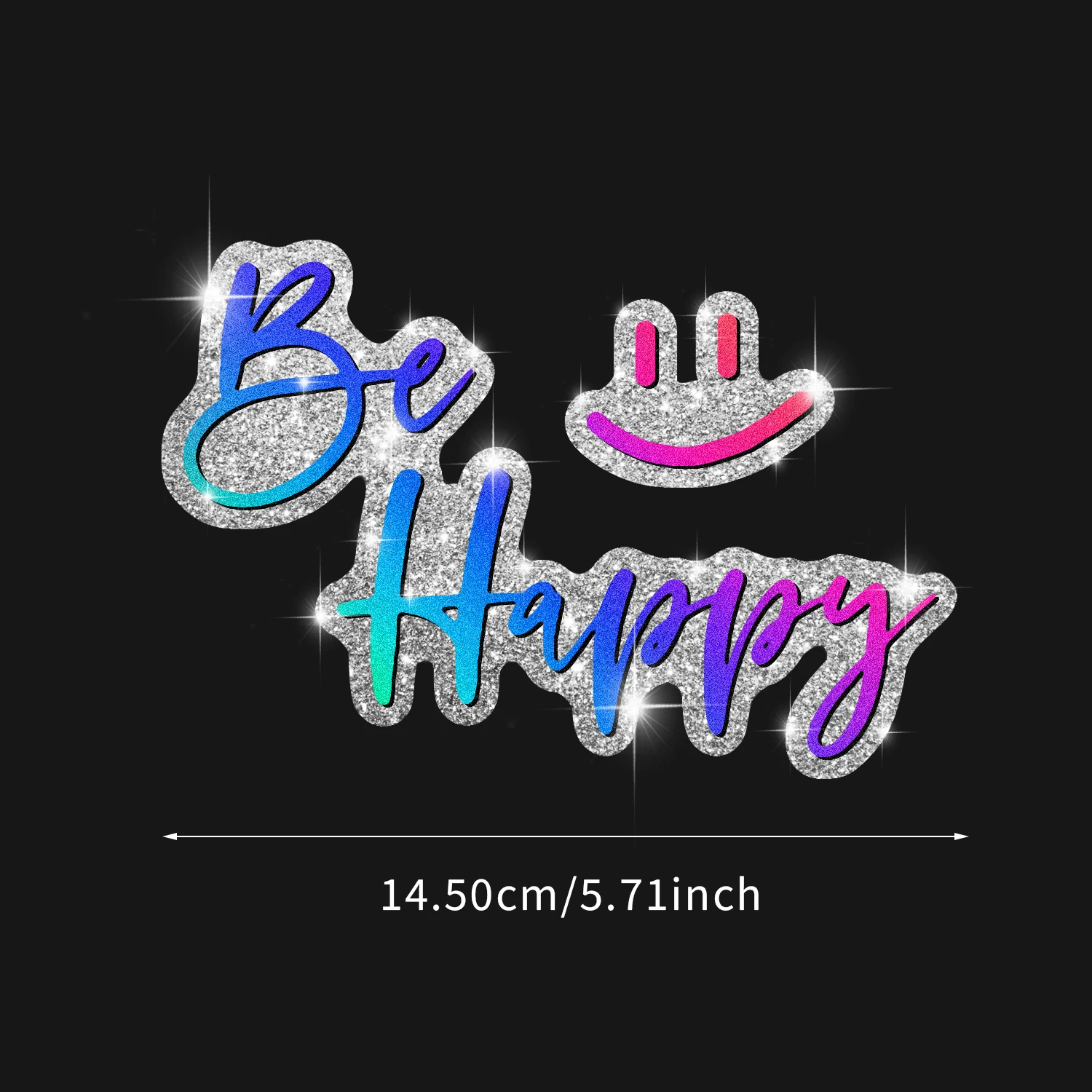 1 ملصق سيارة متألق بي سعيد مع تعبيرات لطيفة ومرحة، فينيل ذاتي اللصق، سهل التركيب، مناسب للسيارات والشاحنات #4