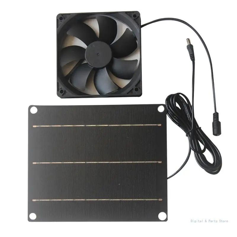 M17F Sustainable 6W Solar Energy Fan Set for Dog Poultry Monocrystalline Silicon