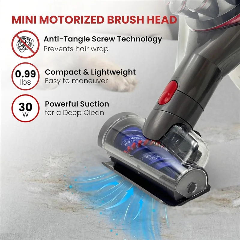 

A21F-Anti-Tangle Roller Brush Head For Dyson V7 V8 V10 V11 V15 Mini Vacuum Cleaner Accessory Vacuum Mite Removal Roller Brush