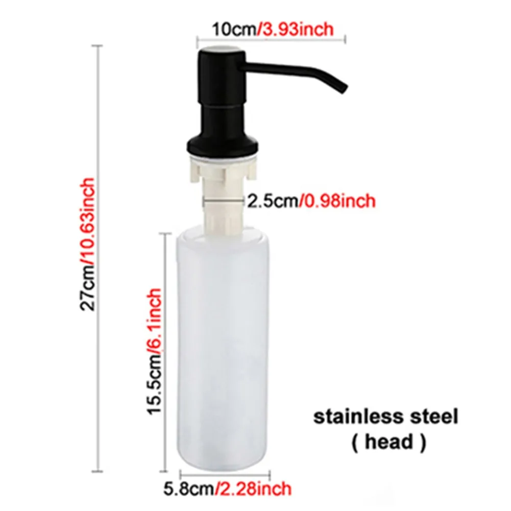 1pc 300ML Kitchen Sink Soap Dispenser Black ABS Dispenser Detergent Liquid Soap Travel Shower Gel Foam Pump Bottle