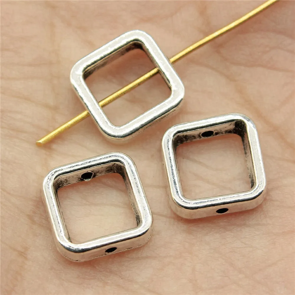 For Jewelry Making Rectangular Hollow Small Hole Spacers Beads Cute Diy Accessories 10pcs