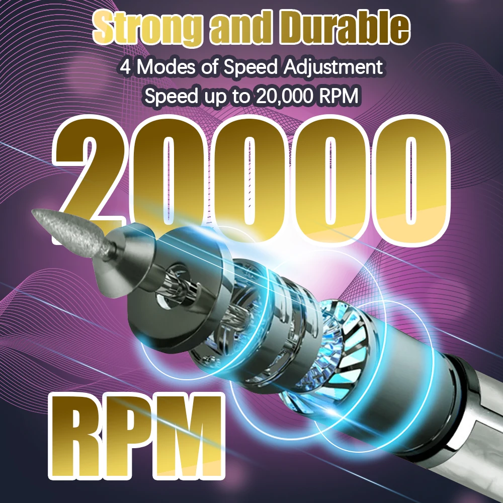 LINMANDA Kit trapano elettrico per unghie Kit professionale per lime per unghie Efile Gel per unghie Unghie acriliche Kit per lucidatura per manicure e pedicure