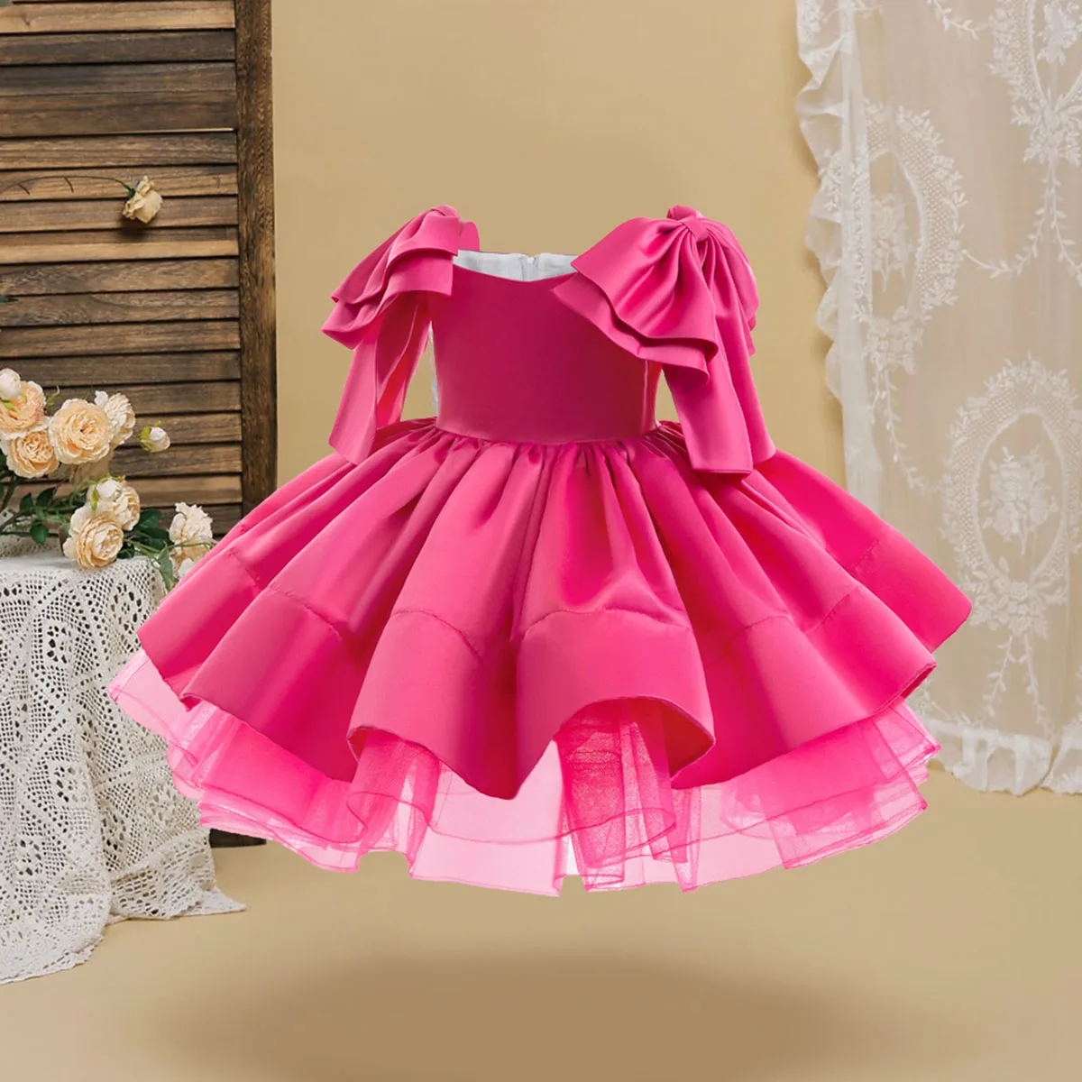 Stunning Little Girls Double Bow Birthday Party Graduation Ceremony Formal Easter Dress