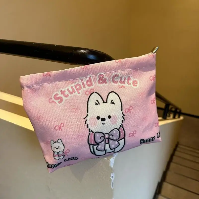

Kawaii Pink Puppy Cosmetic Bag Cute Large Capacity Makeup Bag Travel Toiletry Storage Bag Zipper Organizer Bag Girls Gifts