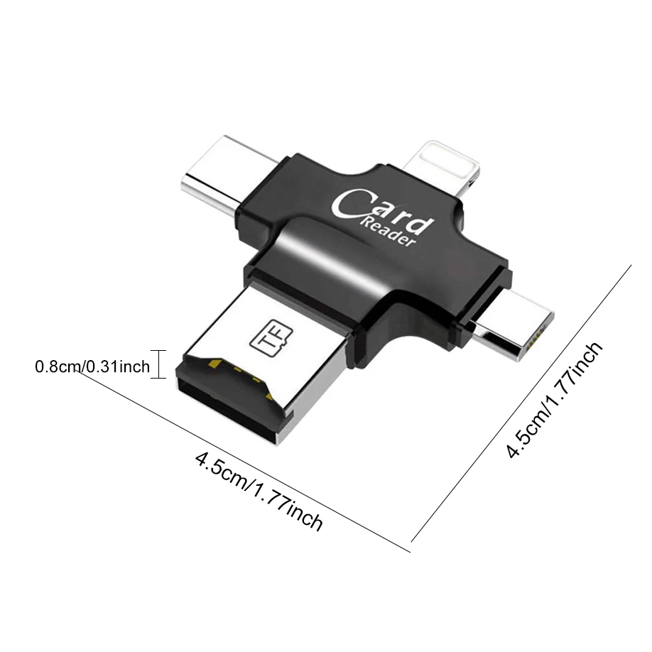 TF Card Reader Adapter for iOS 13 Above System External OTG Memory Card Reader For iPhone 12 11 For Type-c