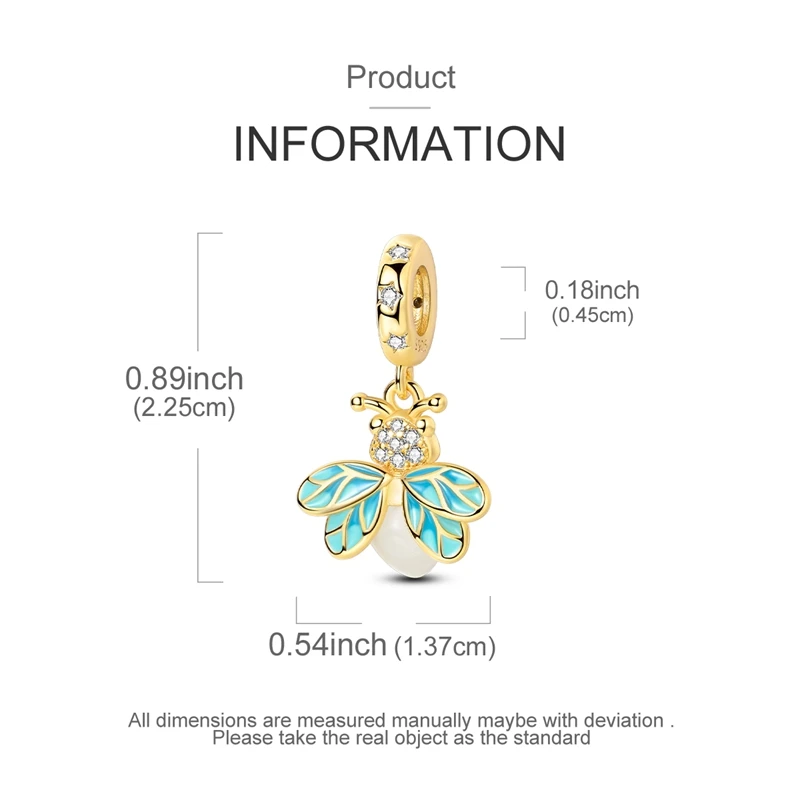 Im Dunkeln leuchtende Glühwürmchen 925 Silber Charms Feine Perlen passend für Original Damen 3mm Armband Halskette DIY Feiner Schmuck Geschenke Bestseller – Detail 6