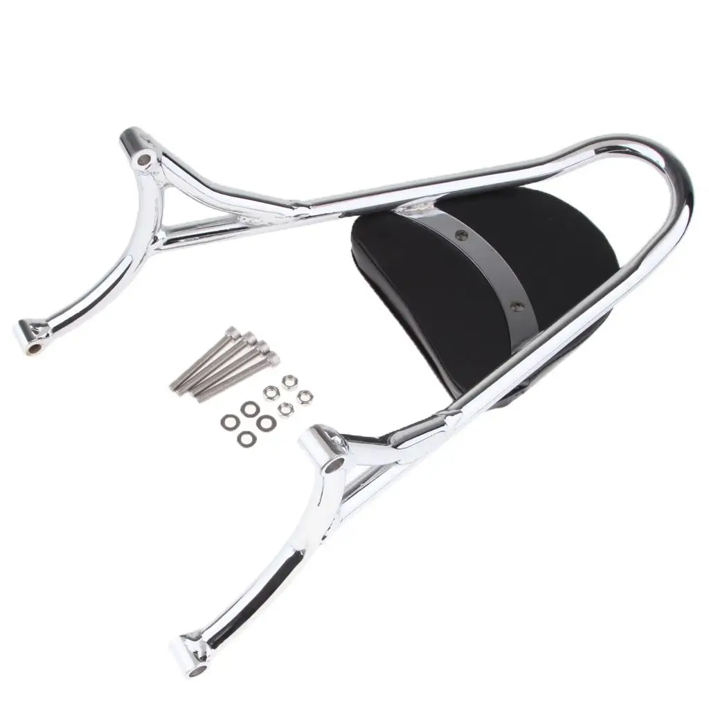 

Motorcycle Rear Passenger Backrest Sissy Bar Cushion Pad with Mounting Kit 83 04-16, Chrome