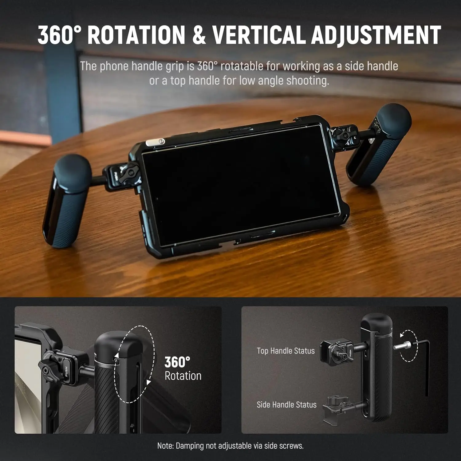 NEEWER poignée latérale à dégagement rapide pour Cages de téléphone de 2e génération PA043 PA044 pour iPhone 15 Pro Max/15 Pro, PA042 pour Samsung S24 Ultra